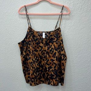 Cheetah print silky tank top with adjustable straps